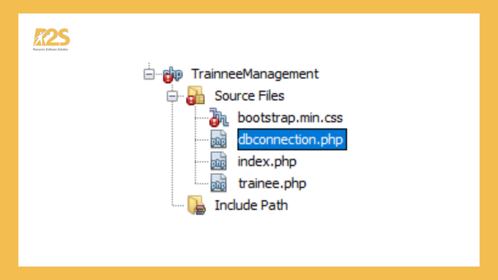 Tạo mới một tập tin PHP với tên dbconnection