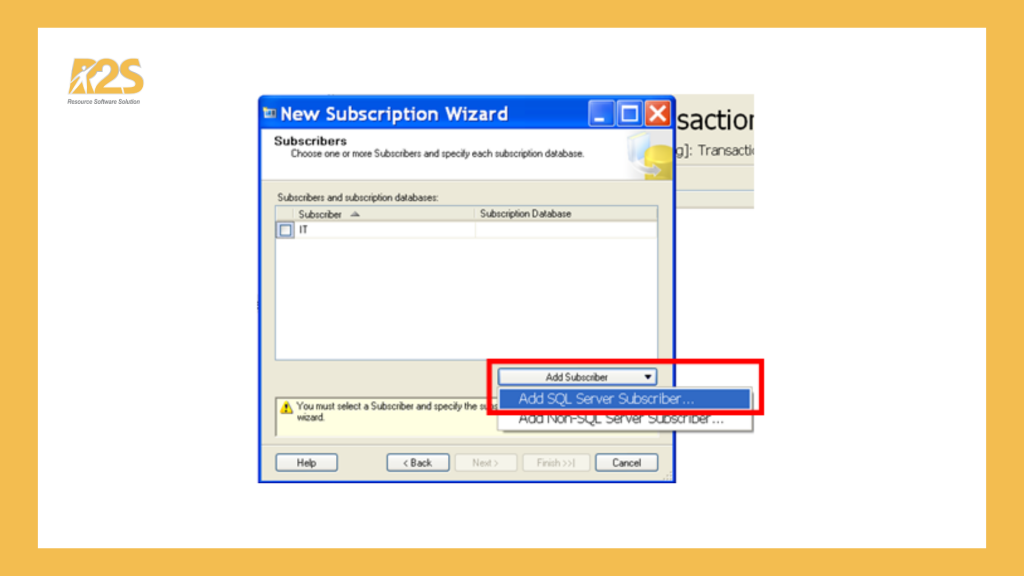 Add SQL Server Subscriber