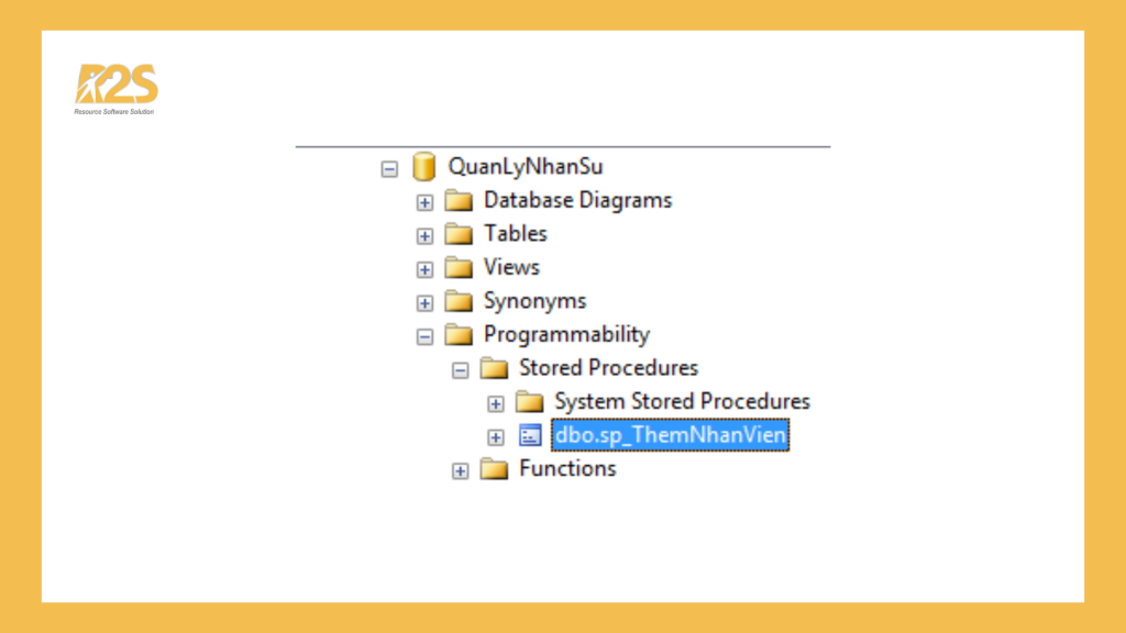 Stored procedure sp_ThemNhanVien sau khi tạo